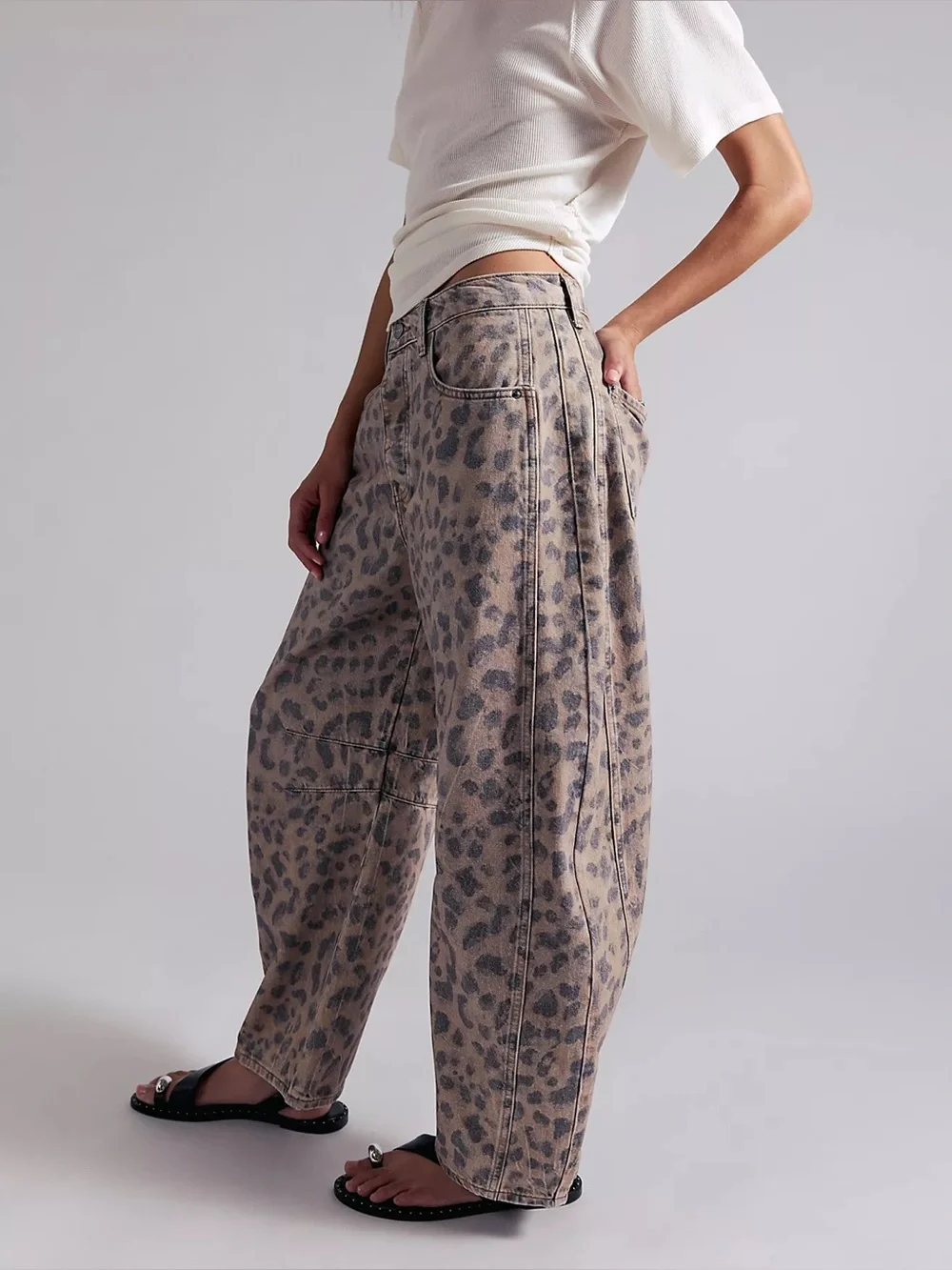 Free People Good Luck Printed Barrel Jeans
